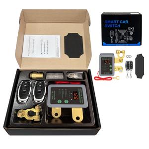 12V Smart Battery Disconnect Switch with Remote Control - Perfect for Cars, Trucks, RVs, and ATVs - Features LED Voltage Display and Anti-Theft Battery Cut-Off Capability (Grey-DC)