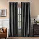 Pinch Pleated 100% Blackout Curtains for Bedroom, Grey Velvet Curtains for Living Room, Black Out Curtain 84 inch Long Room Darkening, Blackout Pinch Pleat Drapes with Hooks 2 Panels
