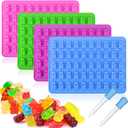 Palksky 4Pcs Gummy Bear Mold Silicone, Fruit Snack Molds, Gummies Trays Molds with Dropper for Candy Chocolate