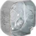 Hubbell-Raco 127 Octagon Box, 4-Inch, Raised Ground 1-1/2-Inch Deep 1/2-Inch and 3/4-Inch Side Knockouts, 4 in, Gray Finish