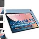 Android 14 Tablet with Keyboard16GB RAM 128GB ROM 1TB Expand, 8000mAh Battery, 10.1 inch Tablet with 13MP+8MP Camera/Bluetooth/GPS/WiFi/HD Display (Light Blue)