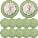Mindsoft 12 Pcs Round Placemats 14.2 Inch Woven Braided Placemats Washable Reversible Circle Polyester Table Mats for Dinner Holiday Spring Party Wedding Table Centerpiece 