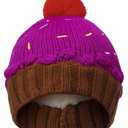 Geyoga Christmas Cupcake Beanie Hat for Women Christmas Knitted Beanie Cap Winter Crochet Xmas Cupcake Hat Gift for Women Adult Outfit(1 Pcs,Blueberry)