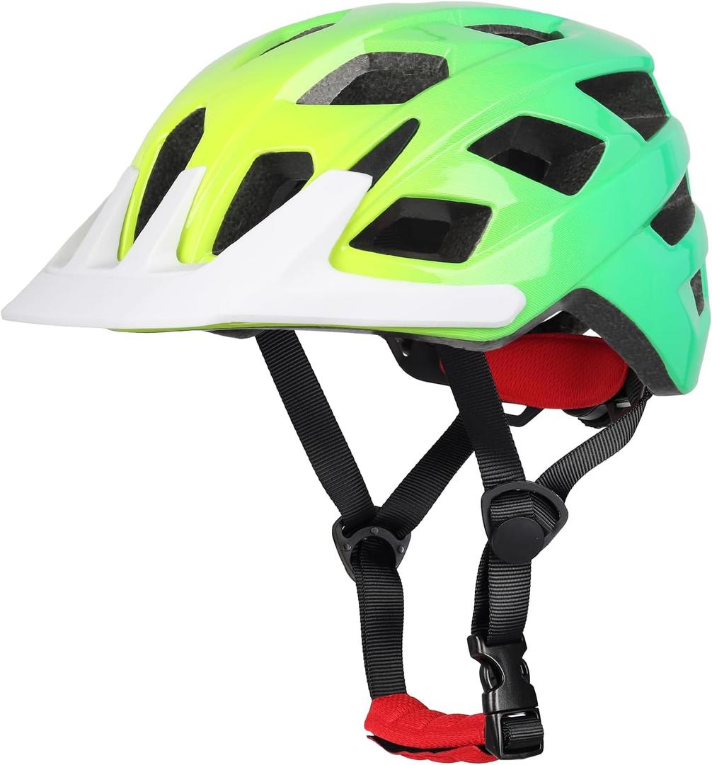 Kids Bike Helmet, 2 Size Adjustable for Youth Toddler Boys & Girls Helmets with Visor for Skating Cycling Scooter (Yellow Green Gradient, M: 54-58 cm / 21.3"-22.8")