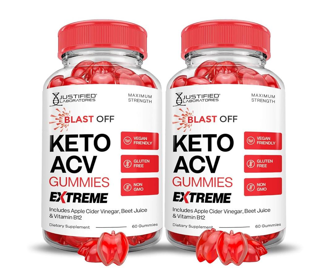 (2 Pack) Blast Off Keto ACV Gummies Extreme 2000MG Blast Keto Gummies Apple Cider Vinegar Formulated with Pomegranate Beet Juice Powder B12 Vegan Non GMO 120 Gummys (EXP 05/05/26)