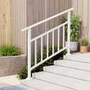 Hand Rails for Outdoor Steps, 3-4 Step Stair Railing Outdoor, 4 Step Hand Rails for Seniors (White, 1Pack)