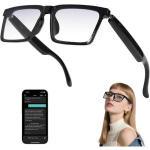 AI Smart Wireless Bluetooth Translation Glasses for Men/Women with Speakers/Bluetooth&140+ Languages Translation Sports/Travel/Drive/Busniess (C2+AI+Color Change Lenses+Black)