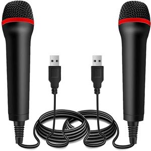 2Pack 13ft Wired USB Microphone for Rock Band, Guitar Hero, Let's Sing - Compatible with PS2, PS3, PS4, PS5, Switch, Wii, Wii U, Microsoft Xbox 360, Xbox One and PC