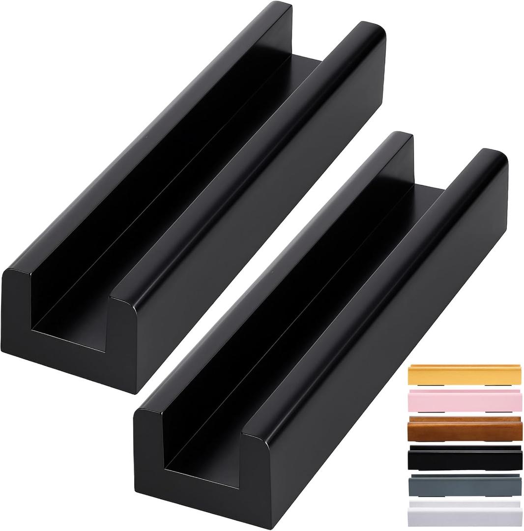 Colingmill 2 Pcs Wooden Floor Mirror Stand Anti Slip Base for Full Length Mirrors Stable Support Holder Bracket with Enlarged Non Slip Pads for Home Mirror Frames (9.8 x 2.3 x 1.5 Inches,Black)