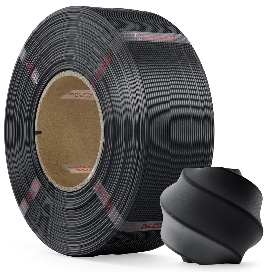 PLA Filament 1.75mm PLA 3D Printer Filament(Refill), 1kg Refill for Reusable Spools (2.2lbs), Premium Quality 3D Printing Filament for Bambu lab 3D Printers, Black