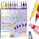 Nail Art Pens for Painting Nails 0.5mm Fine Tip - Nail Art Markers for Kids, Girls & Gel Nails, Quick-Dry Nail Polish Pens for Painting Nails, Dotting & Drawing Designs (12-Color Kit)