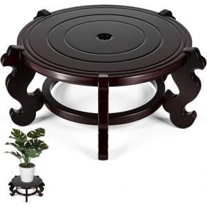 10 Inch Wooden Plant Stand Indoor Chinese Fishbowl Planter Display Stand Wooden Planter Stands Asian Vase Pot Stands for Indoor Vase Flower Pot Fishbowl Oriental Style (10 Inch)