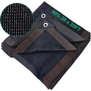 90% Shade Cloth,20 x 20 FT Shade Cloth for Garden,Durable Mesh Tarp with Grommets,Resistant Sun Shade Netting for Plants Cover, Greenhouse, Patio,Canopy,Outdoor Pergola
