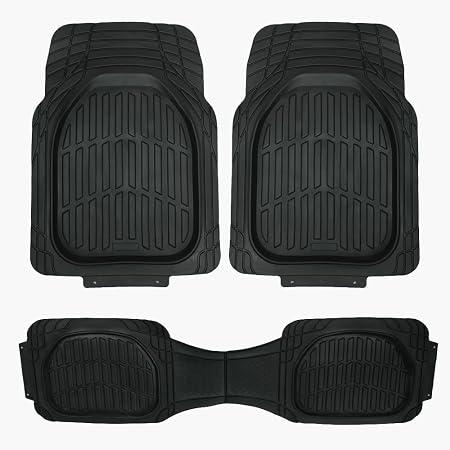 ALP Universal Car Floor Mats, Set of 3 – Front & Rear | Waterproof & All-Weather Resistant | Heavy-Duty, Anti-Slip, Trim to Fit (Export Quality Black Domestic PVC Car Mat Set)