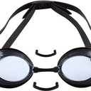 The Friendly Swede Swim Goggles for Women & Men Anti Fog Swimming Goggles w/ 3 Nose Pieces & Case; Wide Angle Lens -1 pack (Black)