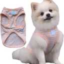 Fashion Striped Teacup Pet Dog T-Shirts, 100% Cotton Tank Vest for Small Dogs, Sleeveless Puppy Clothes for Chihuahua Yorkie Pink White, X-Small