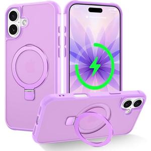 CHAOFEnG Magnetic Compatible with iPhone 17 Case with Stand [Military Grade Drop Tested][Compatible with Magnet] Ring Translucent Slim Hard Back Soft Edge, Lavender