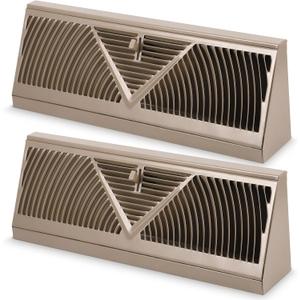 Yaocom 2 Pack Baseboard Register Vent 15 Inch Duct Opening Size Vent Covers for Home Floor Diffuser Wall Corner Baseboard Air Covers, Smooth Air Adjust Lever, Easy Install, Brown