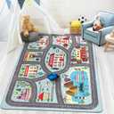 LIVEBOX Soft Kids Rug 4'x6' Carpet Play Mat for Baby Boys Girls, City Life Road Traffic Playroom Rug for Playing Cars Toys, Educational Nursery Rugs for Children Bedroom Kids Room (Blue)
