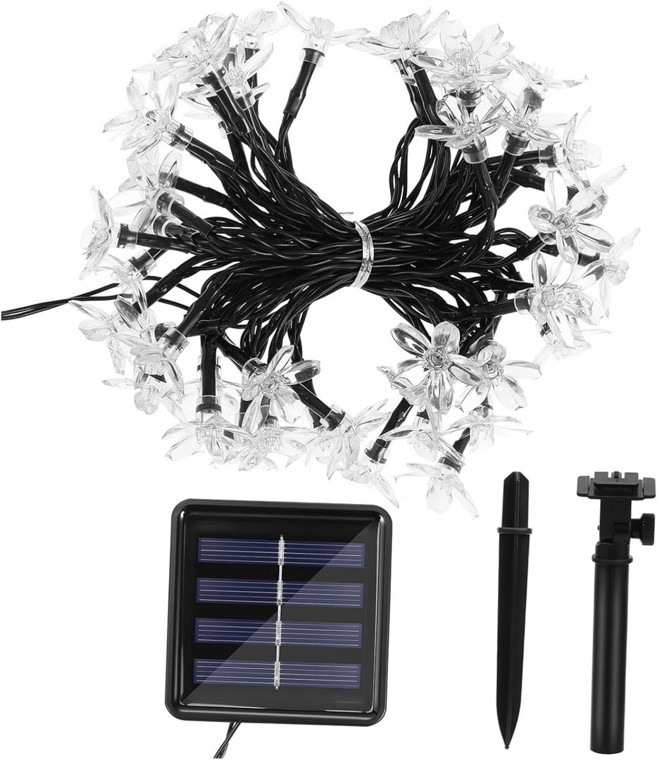 Solar-Powered Cherry Blossom Light String LEDs Modes for Outdoor Decor Gardens Parties