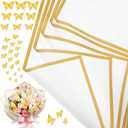 cridoz 20 Sheets Flower Bouquet Wrapping Paper with 12 Pieces Gold Butterfly Decorations for Flower Bouquets, Waterproof Floral Bouquet Wrapping Paper for Flower, Gift Wrapping(White)