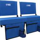 BRAWNTIDE Wide Stadium Seat - Extra Thick Cushion, Great Back Support, Lightweight Chair, Multiple Storage Pockets, Compact, Ideal for Sporting Events (Blue, 2 Pack)