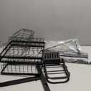 Over The Sink Dish Drying Rack, Adjustable (25.5 to 33.5 inch) 2 Tier Metal Steel Dish Drying Racks for Kitchen Counter with Hooks Paper Towel Utensil Cup Holder Sink Caddy (Black)