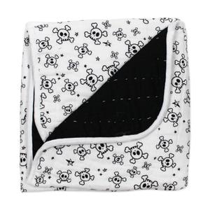 HonestBaby Hand-Quilted Baby Blanket Reversible 100% Organic Cotton for Infant Boys, Girls, Tossed Skulls/Black, One Size