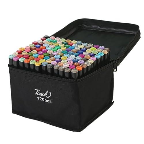 Atscrfs 168 Colors Dual Tip Alcohol Markers Set, Coloring Art Markers for Adults, Brush Tip & Fine Tip Pastel Alcohol Markers Perfect for Coloring, Drawing, Sketching, Card Making, Illustration (120)