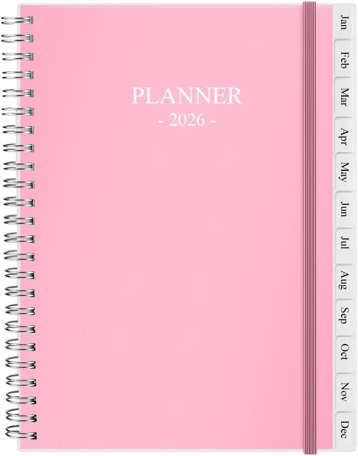 3 x Planner 2026, Monthly Planner Runs January 2026 to December 2026, Calendar Planner with Sturdy PP Cover, Weekly Planner 2026, Laminated Tabs, Twin Wire Binding, Elastic Bond, A5 Monthly Planners 2026