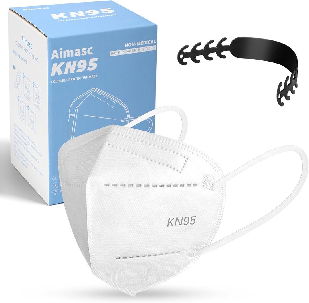 60/100 Pcs KN95 Face Mask for Adults,5 Layer Cup Dust Safety Masks (60-a1 White)
