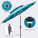 9FT Solar Umbrella Outdoor - 2 Tiers Lighted Solar Patio Umbrella with 40 LED Lights Waterprool UV Protection, Table Umbrella with Tilt for Pool, Porch, Garden, Backyard (Aqua Blue)