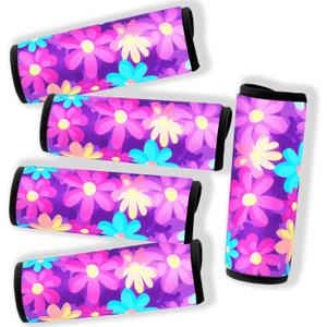 5 Pack Neoprene Luggage Handle Wraps for Suitcase Travel Luggage Tags/Identifiers/Marker/Grips (Daisyviolet2.0)