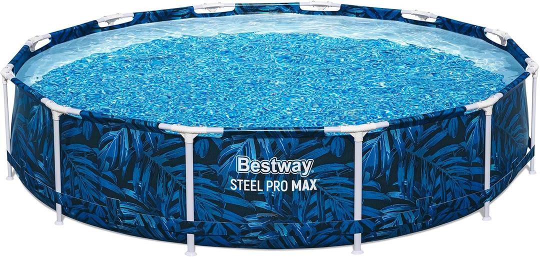 Bestway: Steel Pro MAX - Round Swimming Pool Set - 12' x 30" Tropical - Above Ground, Tritech Construction, Filter Pump, Steel Frame, Click-Assembly
