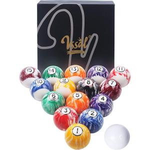 Billiard Balls Set Pool Table Balls Marble-Swirl & Classic Style 16 Ball Set