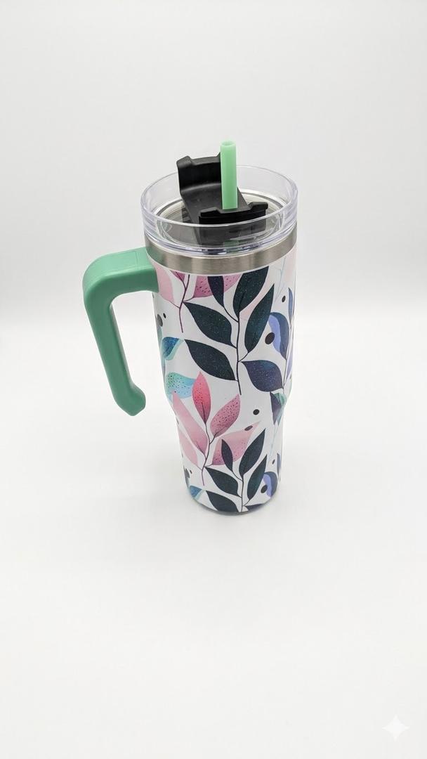 Hydrapeak Voyager 25 Oz Stainless Steel Tumbler with Handle, Insulated Water Bottle With Straw & Lid, Cupholder Friendly Reusable Travel Mug (Floral)