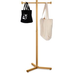Blulu Heavy Duty Adjustable Shopping Bag Rack Metal Rack for Retail Store Chrome Handbag Display Stand for Trade Show Boutique Small Business, 45 Inch(1 Pcs,Gold)