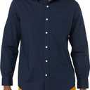 Amazon Essentials Men's Long-Sleeve Regular-fit Stretch Poplin Shirt (Blue, S)