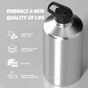 1 Gallon Water Bottle Insulated(Cold for 48 Hrs),BPA Free & Leak Proof,128oz Stainless Steel Water Jug, Large Water Bottle with Straw Spout Lids for Gym, Hiking, Camping & Travel, Stainless