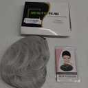 Short Grey Wigs for White Women Short Layered Pixie Cut Silver Gray Wigs with Bangs Women Natural Curly Synthetic Hair Wig(8 inch, Silver Grey)