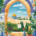 Islamic Style Arch Paint by Numbers for Adults Beginners Flowers in a Vase Painting by Number on Canvas Without Frame,Islamic Style Paint on Canvas with Brushes Acrylic Paints for Gift (16x20inch)
