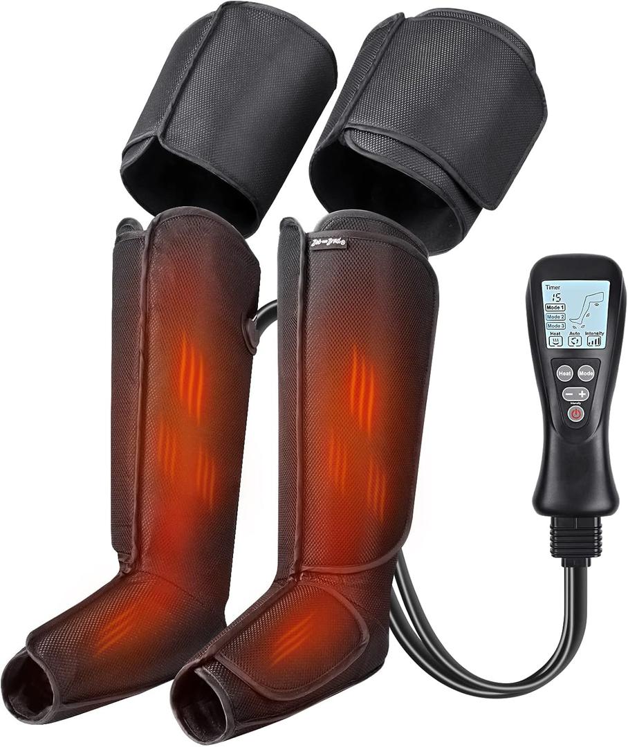 BOB AND BRAD Leg Massager with Heat and Compression FSA HSA Eligible, Foot Calf Thigh Leg Compression Massager for Circulation and Pain Relief, 4 Modes 4 Intensities, Gifts for Women Men Mom Dad