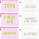 6pcs Hospital Diaper Bag Organizing Pouches for Labor and Delivery, Maternity Essentials Diaper Bag Organizer for Mommy Travel - White/Pink (Small)