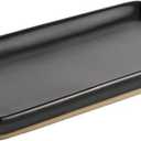 Sweet Water Decor Matte Black Stoneware Tray | Kitchen and Bathroom Dispenser Holder | Jewelry Dish | Glass Soap Holder for Bottles | Long Plate for Counter Tops | Vanity Decor