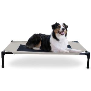 K&H Pet Products Outdoor Elevated Dog Cot, Breathable Cooling Elevated Cot Hammock Pet Bed for Large Dogs, Washable Mesh Cover, Raised Metal Frame, Collapsible, Portable - Large 42 X 30in Taupe