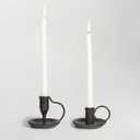 Matte Black Iron Candle Holder with Handle 2 Pcs Taper Candle Sticks Holder Decor Farmhouse Candlestick Holders for Home Wedding Party Dinning Table Centerpiece