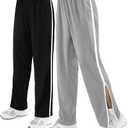 Wovnet 2 Pack Tear Away Pants for Men Sweat Basketball Pants 2 Side Zippers off Full Open Sweatpant with Pockets(Black，light Gray,xL)