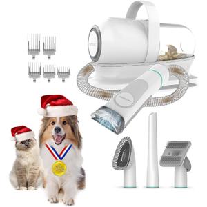 Neakasa by neabot P1 Pro Pet Grooming Vacuum Suction 99% Pet Hair, Dog Grooming Kit with 5 Professional Grooming Shedding Tools for Dogs Cats and Other Animals (White)