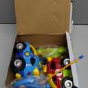PREXTEX 2 Pack Cartoon Remote Control Cars for Toddlers - Police Car and Race Car with Steering Wheel Controllers and Lights - Different Frequencies Racing Together - Easter Toddler Gift 18+ Months