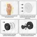 Adhesive Suction Cup Hooks, 15lbs Heavy Duty Black Towel Hooks for Bathroom, Waterproof Stainless Steel Bath Towel Hooks, Punch-Free Hooks for Shower, Towels, Bath Sponge, Robes (2 Pack)